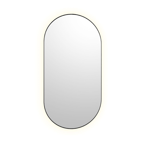 Bobrick B-104 2448.MBLK Pill Shaped Backlit LED Mirror, 24 W x 48 H, Matte Black Questions & Answers