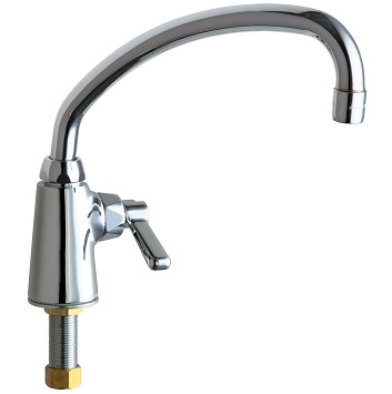 Chicago Faucets 349-L9E35ABCP Single Supply Sink Faucet, 9-1/2" L Type Swing Spout, 1.5 GPM Softflo Aerator, 2-3/8" Lever Handle Questions & Answers